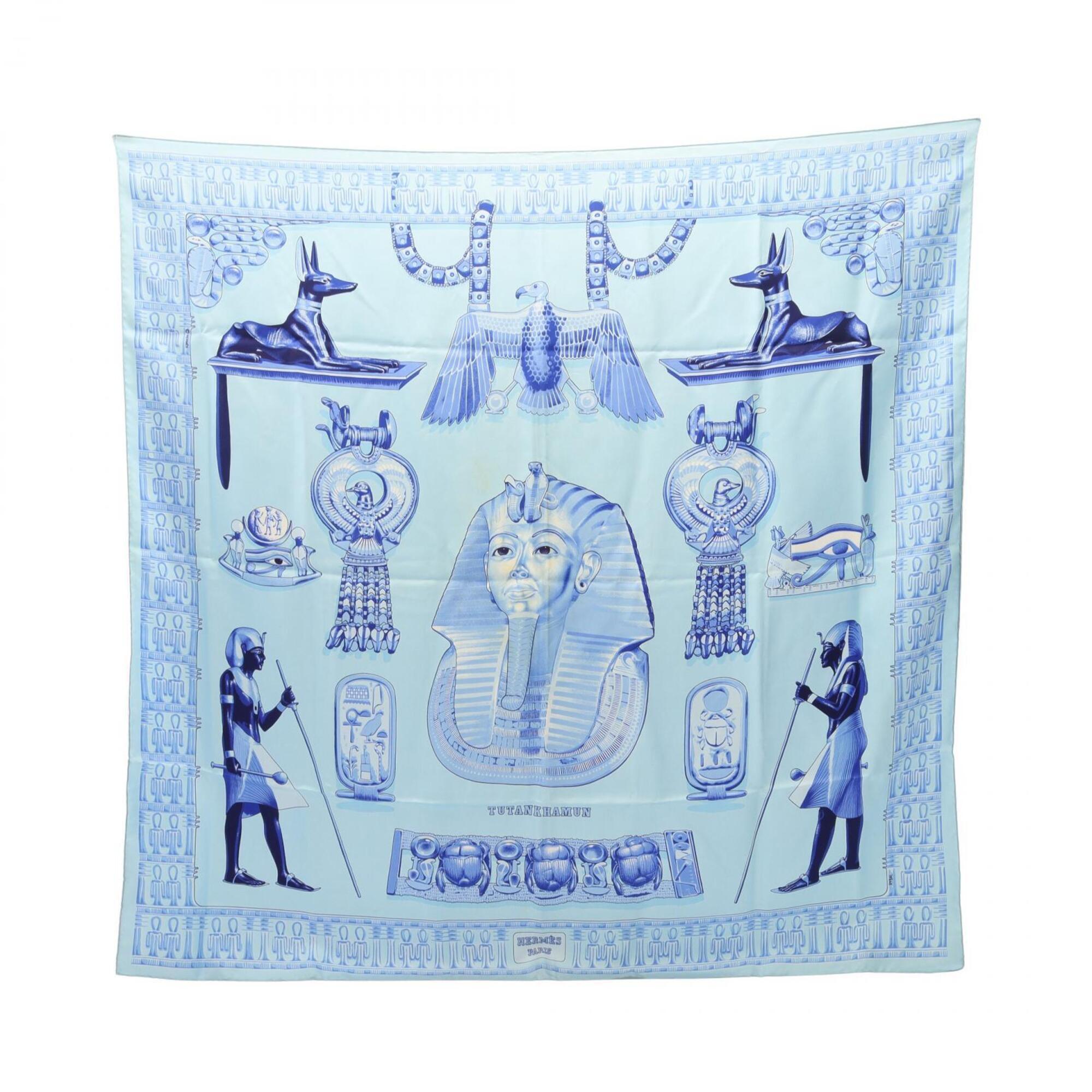 Hermes Authentic Blue Silk Scarf